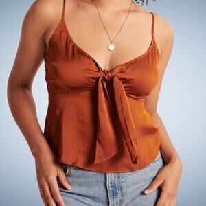 Abercrombie & Fitch Satin Tie Front Cami Rust XL